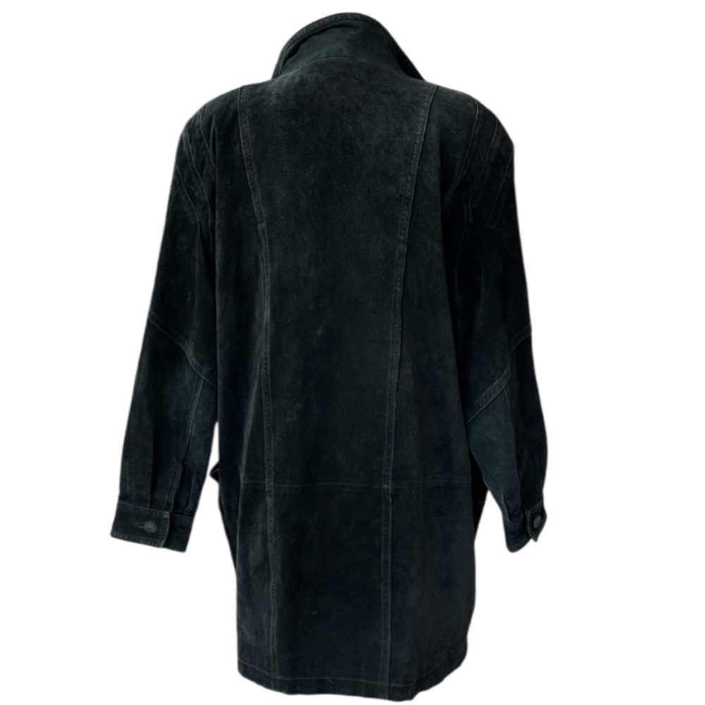SILVERLEAF Women’s Black Suede Leather Long Jacket- Large - Picture 4 of 12